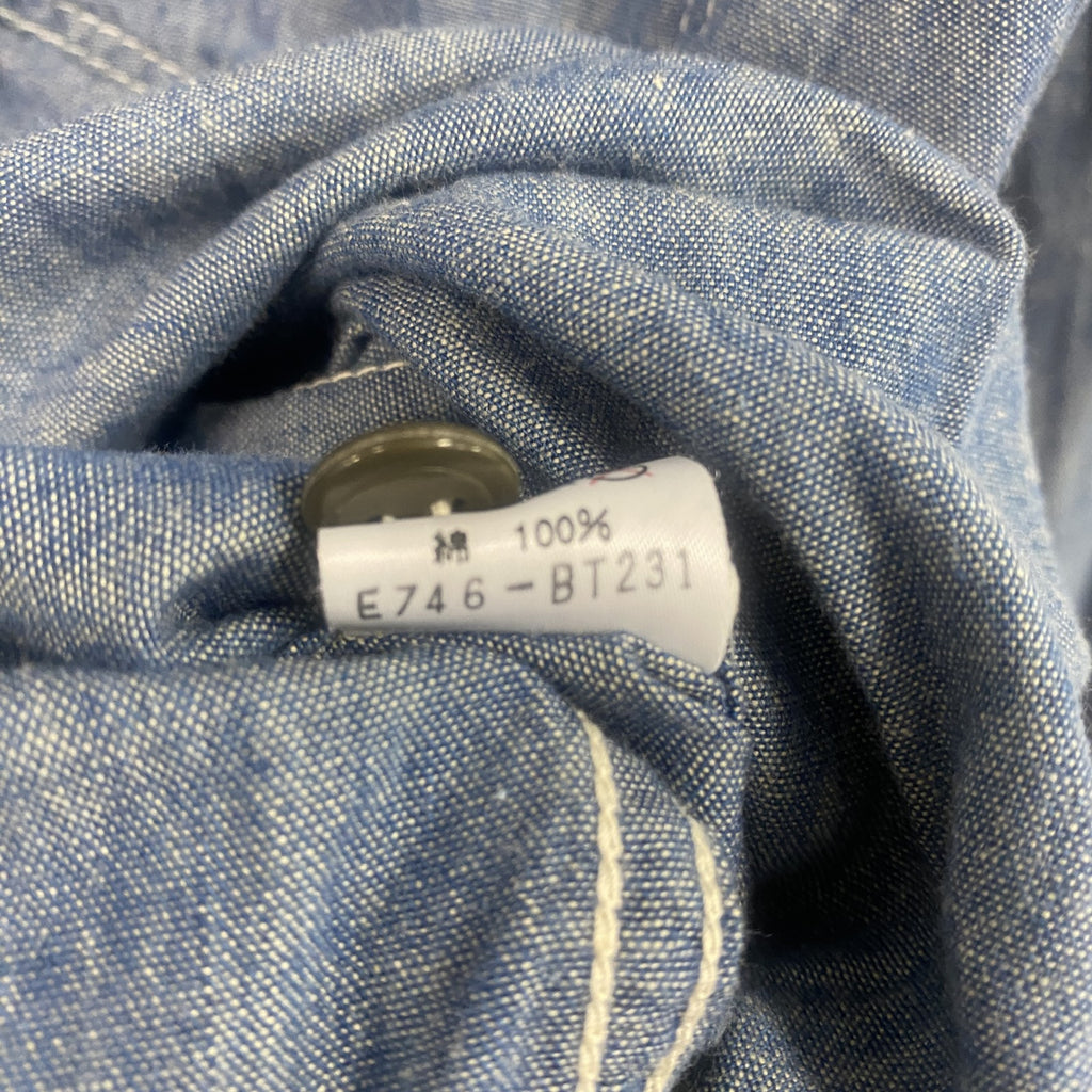 LEE　リー　SANFORIZED　長袖デニムシャツ　2つポケット　無地　インディゴ　Mサイズ