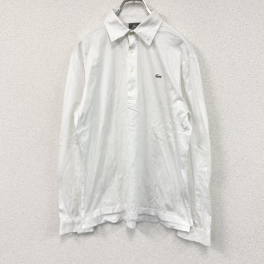 LACOSTE　ラコステ　ハーフボタン長袖Tシャツ/ロンT　刺繍ロゴ　白　ホワイト　4サイズ