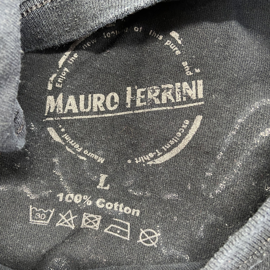 古着 used　MAURO IERRINI　半袖ビッグプリントTシャツ　ライオン　翼　十字架　クルーネック　黒　レトロ　Lサイズ