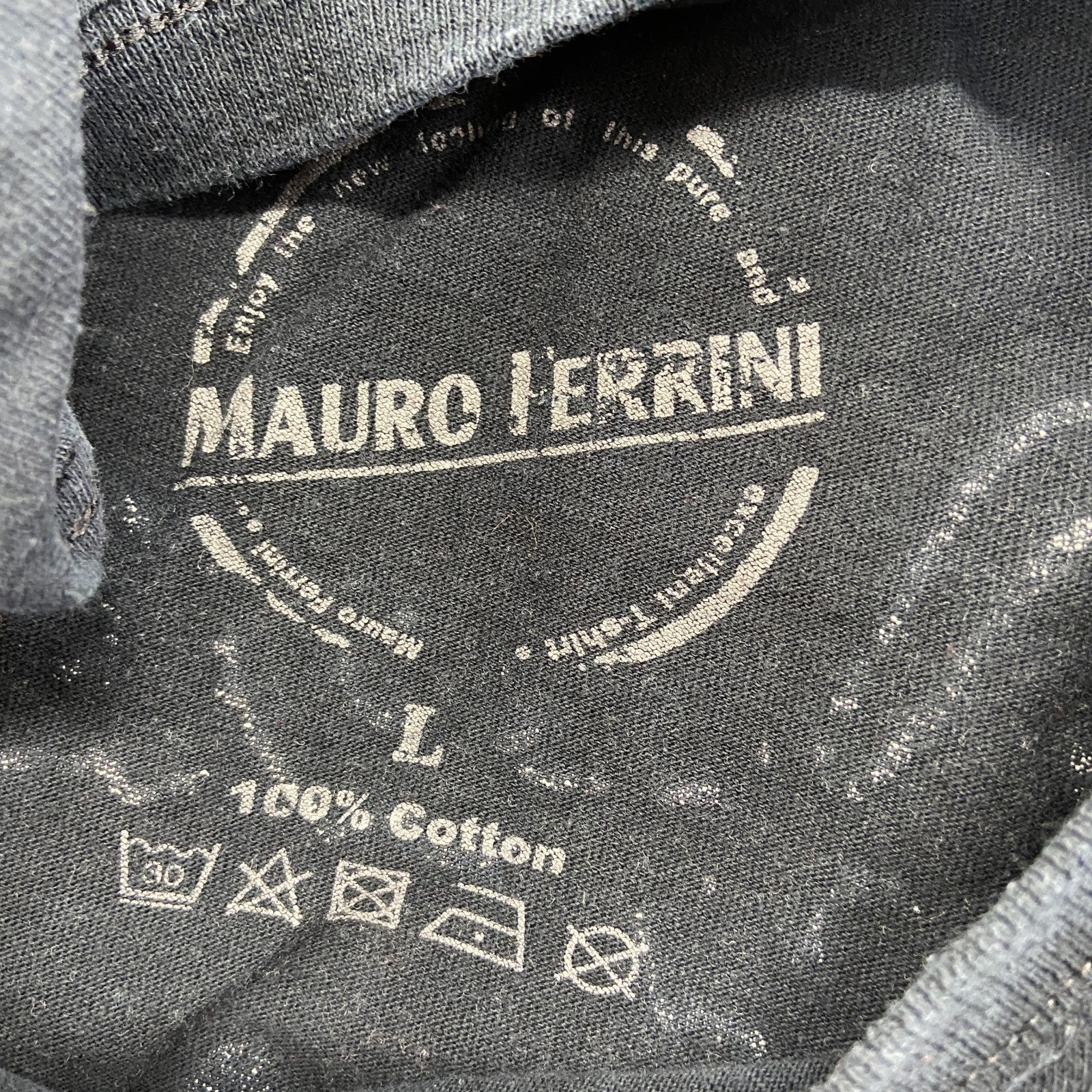 古着 used　MAURO IERRINI　半袖ビッグプリントTシャツ　ライオン　翼　十字架　クルーネック　黒　レトロ　Lサイズ