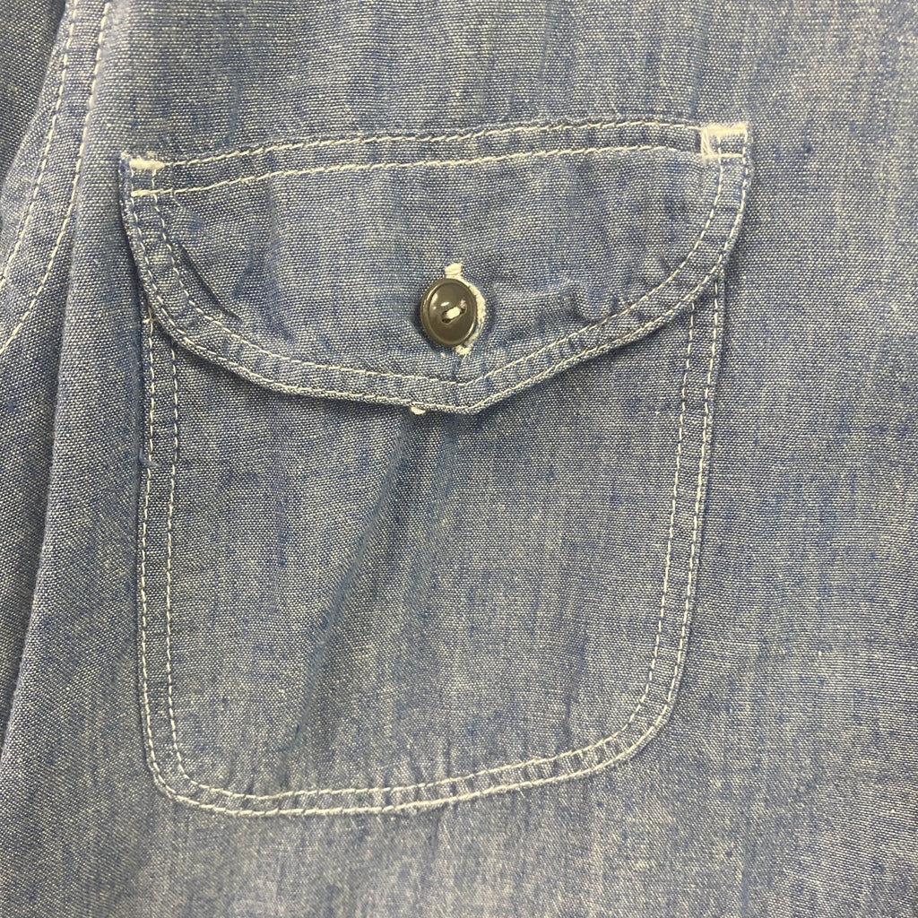 LEE　リー　SANFORIZED　長袖デニムシャツ　2つポケット　無地　インディゴ　Mサイズ