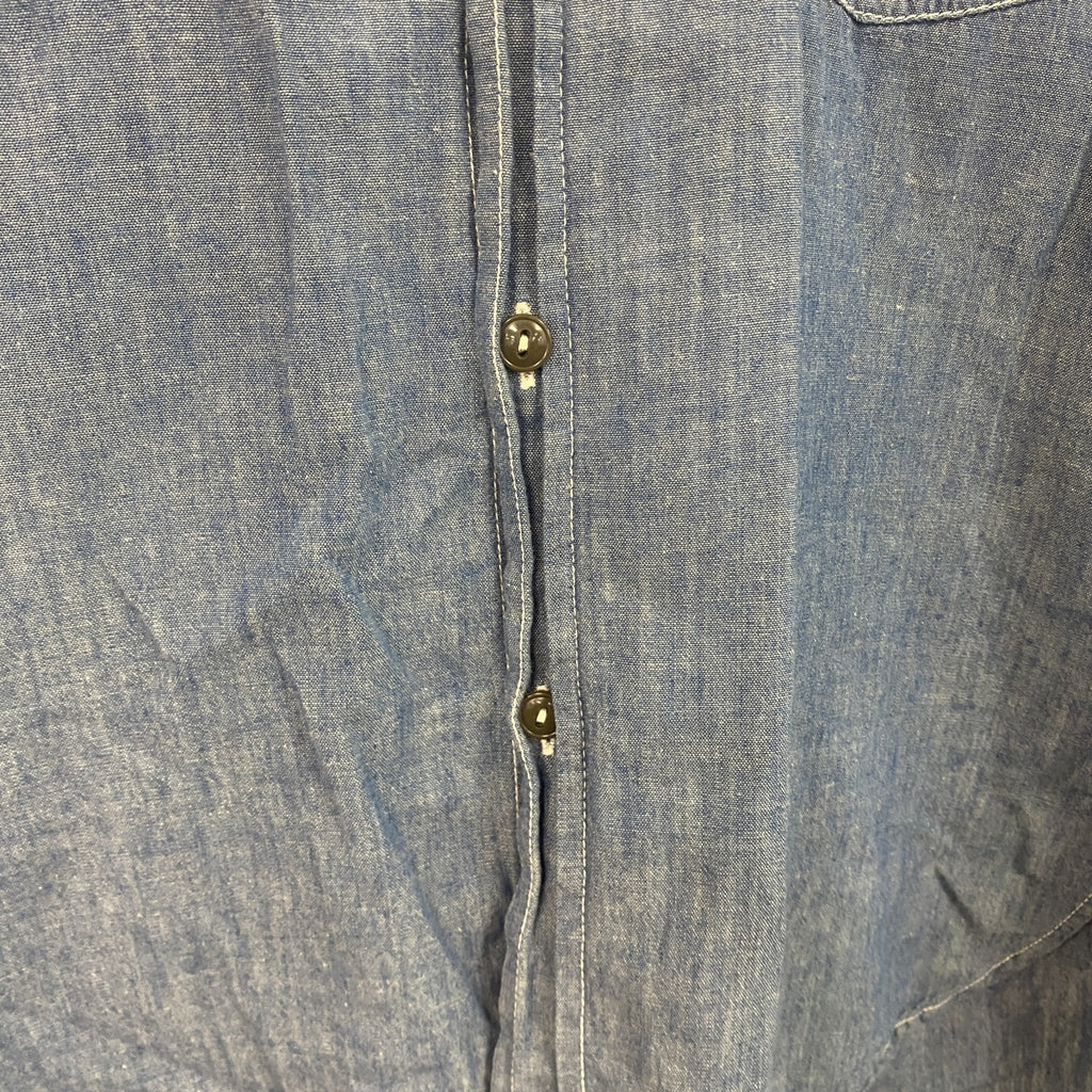 LEE　リー　SANFORIZED　長袖デニムシャツ　2つポケット　無地　インディゴ　Mサイズ