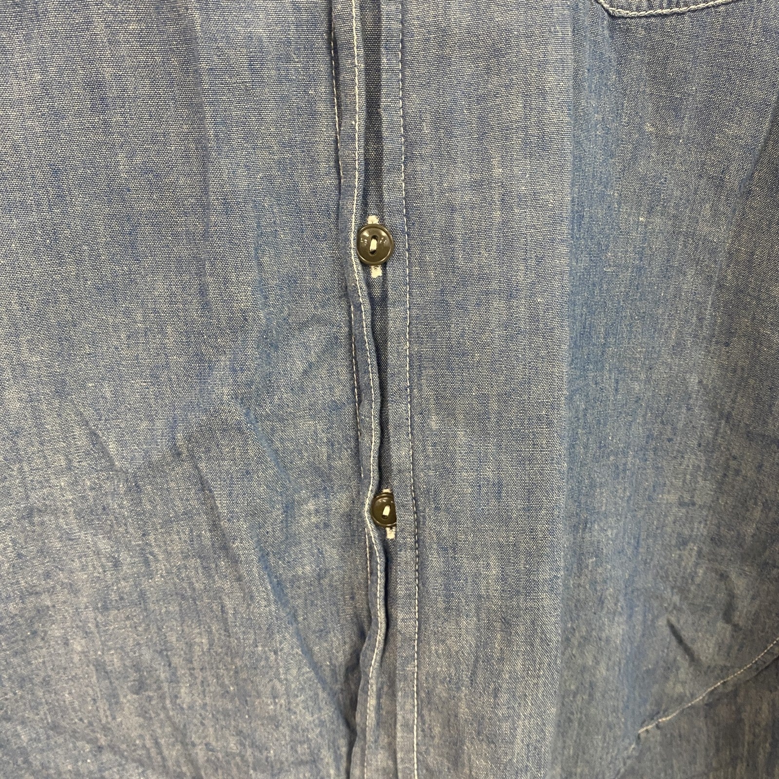 LEE　リー　SANFORIZED　長袖デニムシャツ　2つポケット　無地　インディゴ　Mサイズ