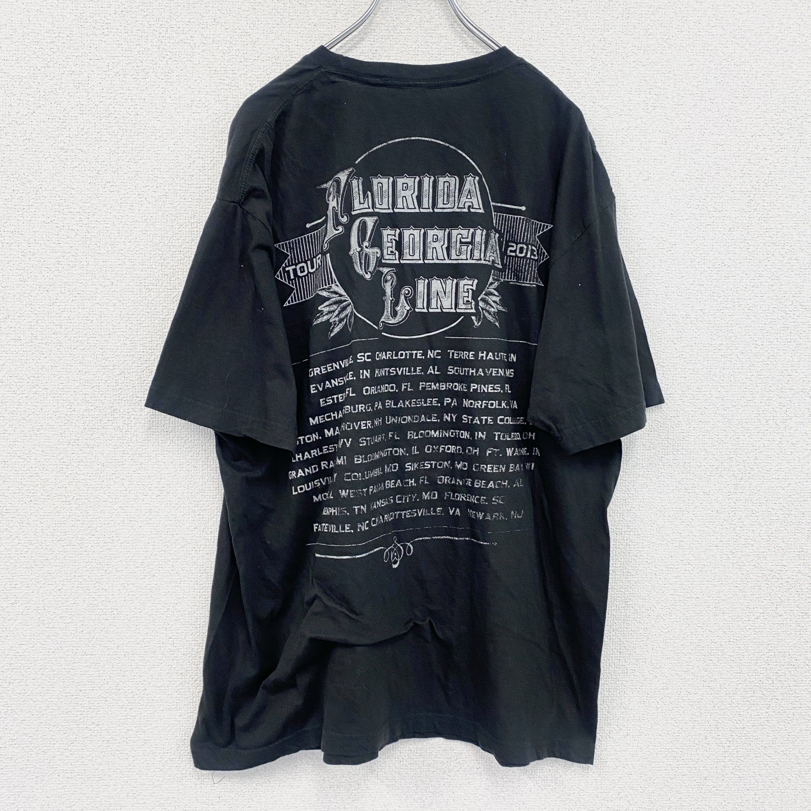 TULTEX　フロリダジョージアライン　半袖プリントTシャツ　バンT　黒　ブラック　XLサイズ