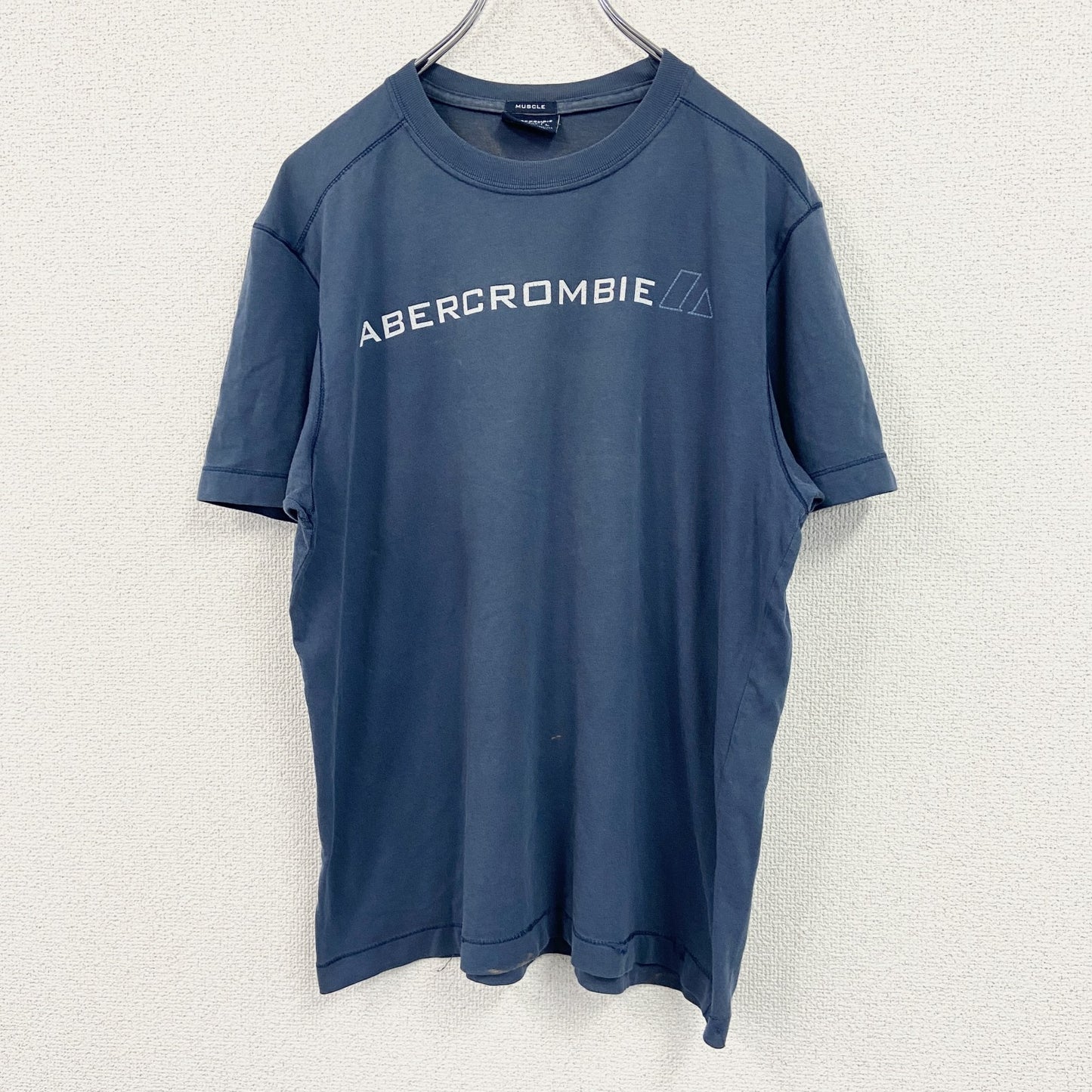 MUSCLE　半袖プリントTシャツ　紺　ネイビー　Lサイズ