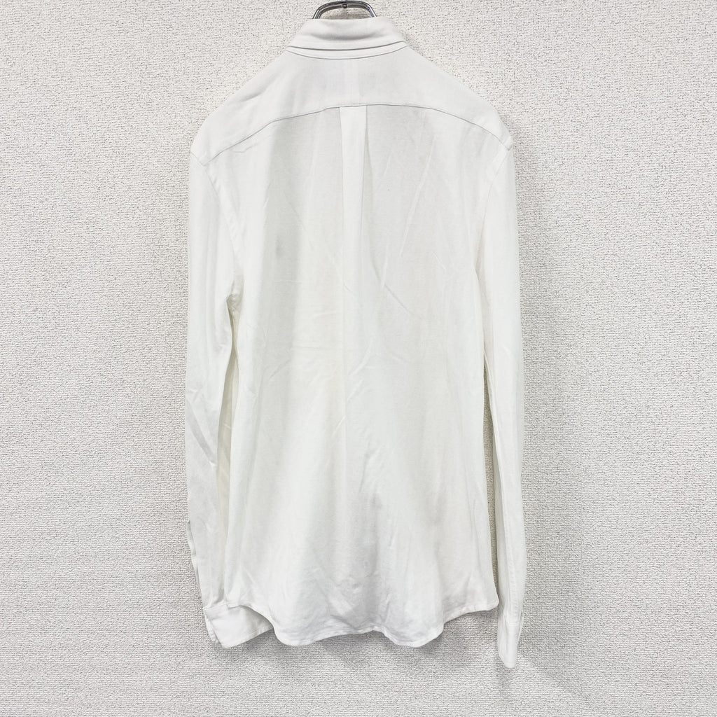 RALPH LAUREN　ラルフローレン　Knit Oxford　長袖ボタンダウンポロシャツ　刺繍ロゴ　白　ホワイト　Sサイズ