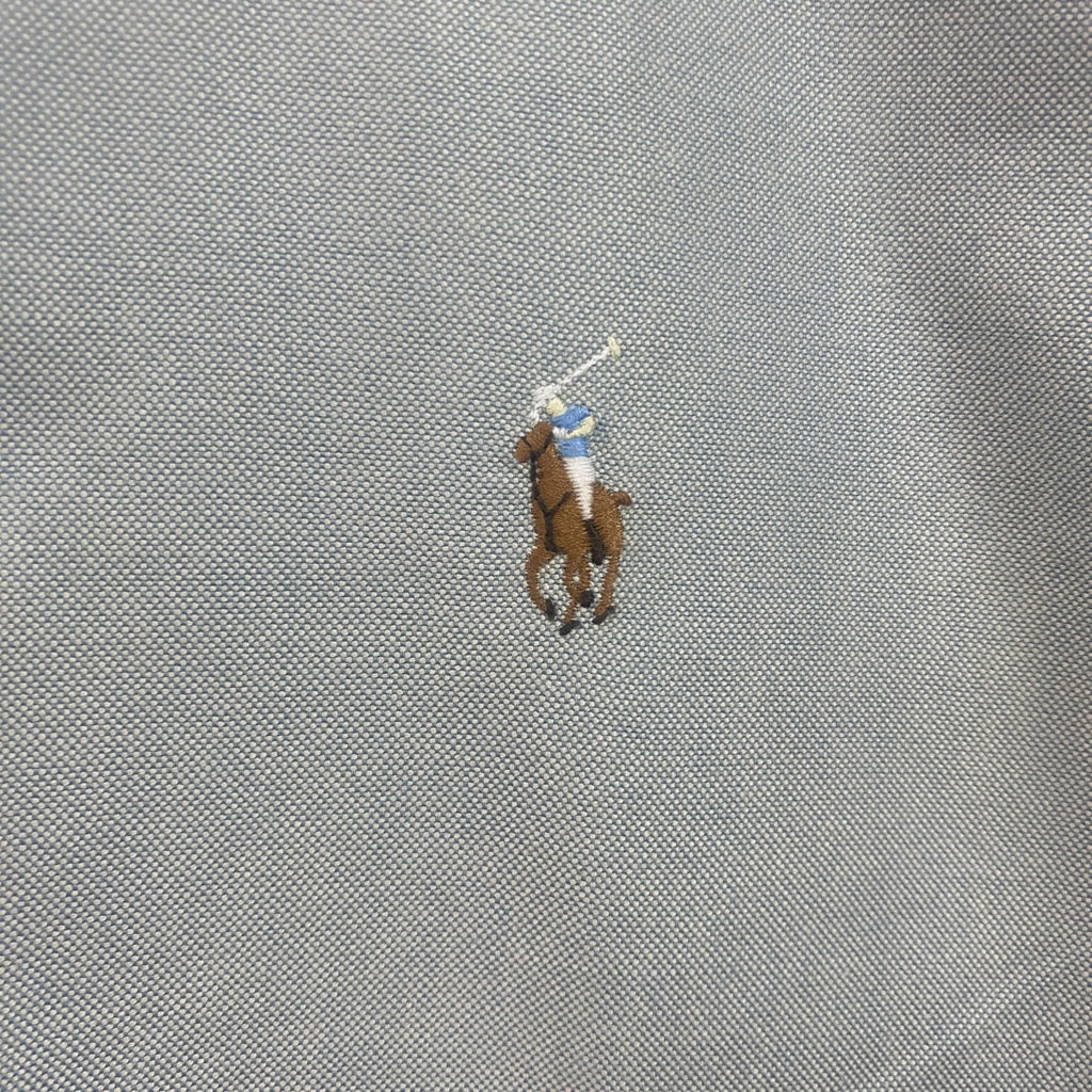 RALPH LAUREN　ラルフローレン　半袖ボタンダウンシャツ　刺繍ロゴ　ワンポイント　灰色　グレー　Lサイズ