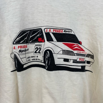 古着 used　　半袖プリントTシャツ　バックプリント　車　カー　シングルステッチ　90s　レトロ　アイボリー　Mサイズ