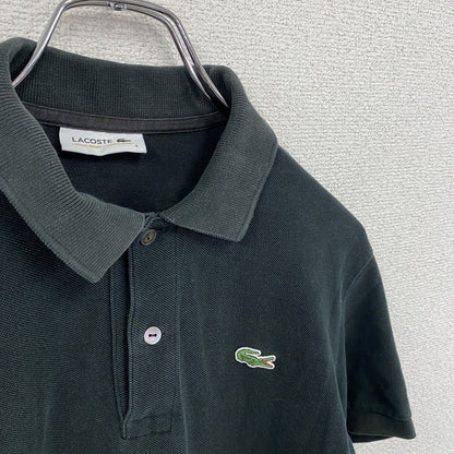 LACOSTE　ラコステ　半袖ポロシャツ　刺繍ロゴ　ワンポイント　黒　ブラック　3サイズ