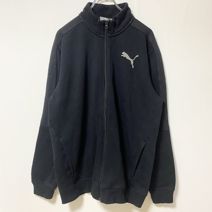 PUMA　プーマ　トラックジャケット/ジャージ　デカロゴ　刺繍ロゴ　ワンポイント　ハイネック　黒　ブラック　Lサイズ