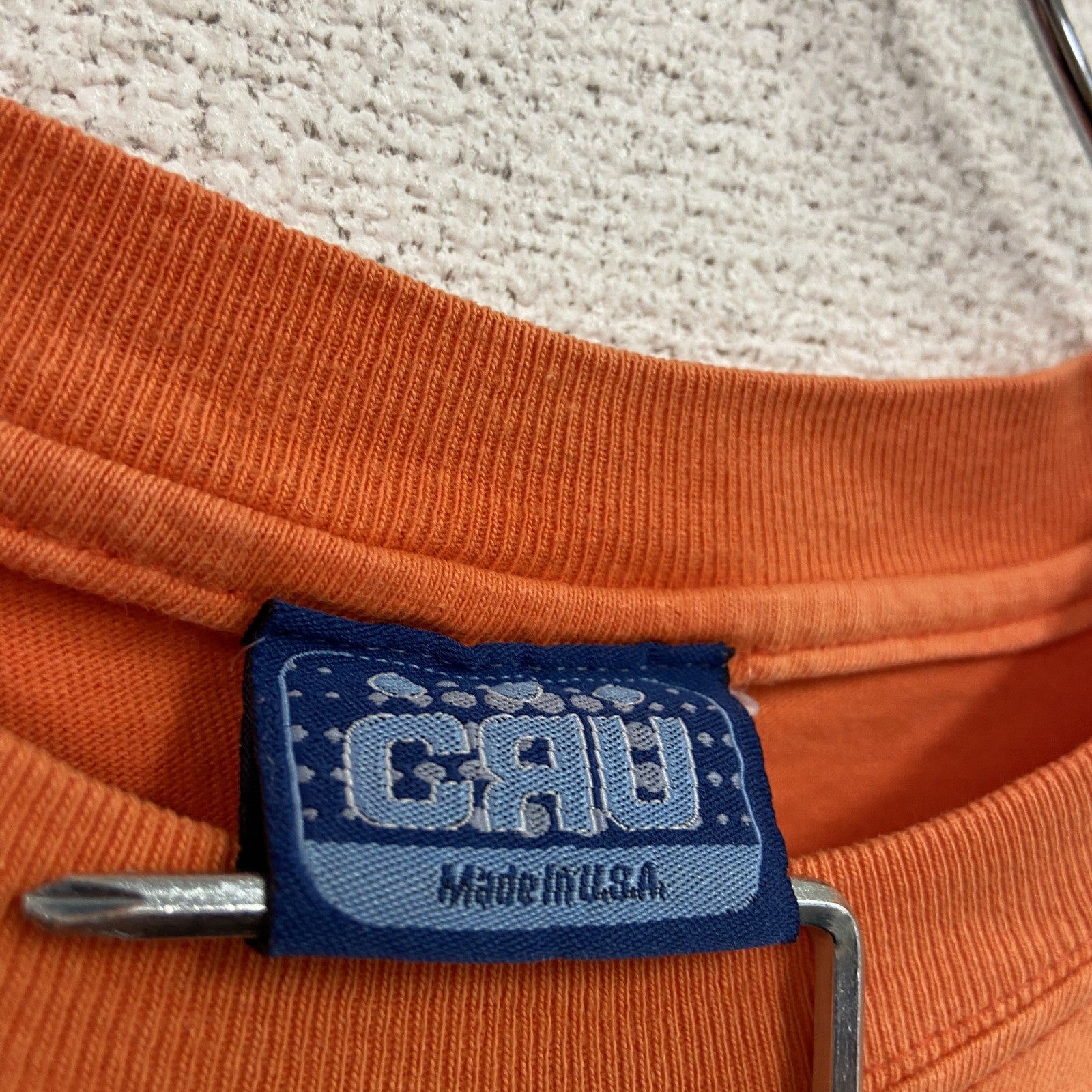 00s　CRU　クルー　半袖プリントTシャツ　フェード　両面プリント　デカロゴ　クルーネック　ヴィンテージ　オレンジ