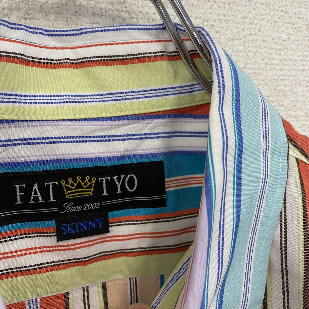 FAT　エフエーティー　長袖シャツ　ストライプ柄　マルチカラー　レインボーカラー　SKINNYサイズ