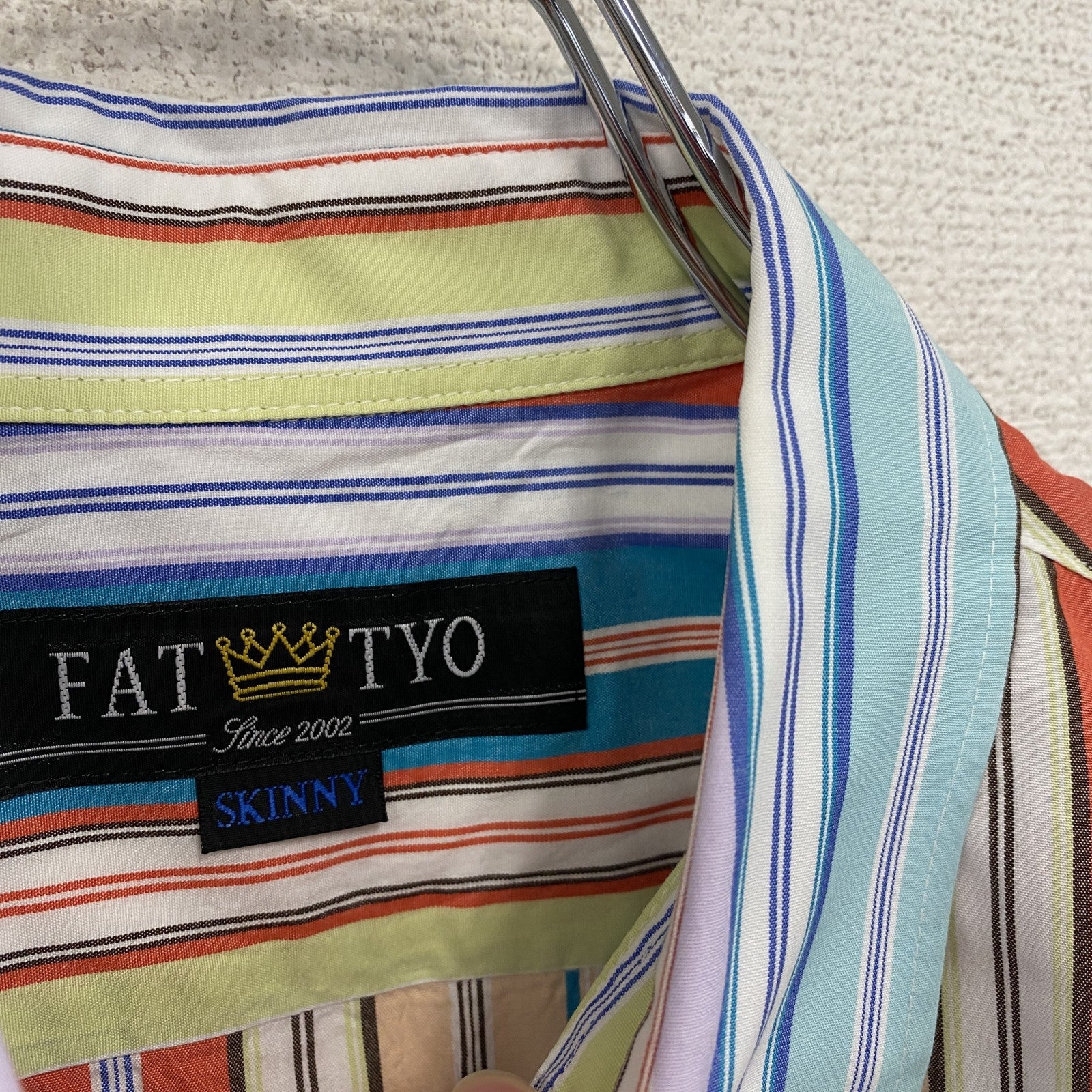 FAT　エフエーティー　長袖シャツ　ストライプ柄　マルチカラー　レインボーカラー　SKINNYサイズ