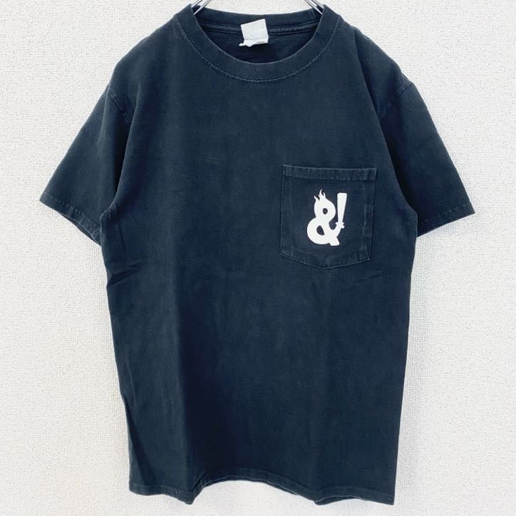 古着 used　PORT & COMPANY　ポートアンドカンパニー　半袖プリントTシャツ　ポケット　黒　ブラック　Sサイズ
