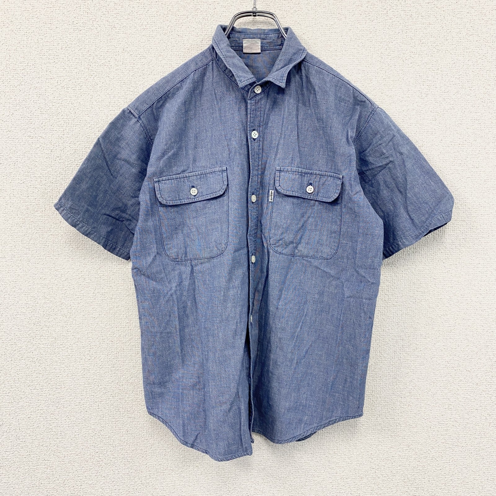 Levi's　リーバイス　半袖シャンブレーワークシャツ　無地　2つポケット　青　ブルー