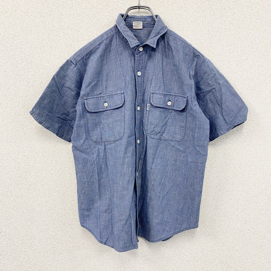 Levi's　リーバイス　半袖シャンブレーワークシャツ　無地　2つポケット　青　ブルー