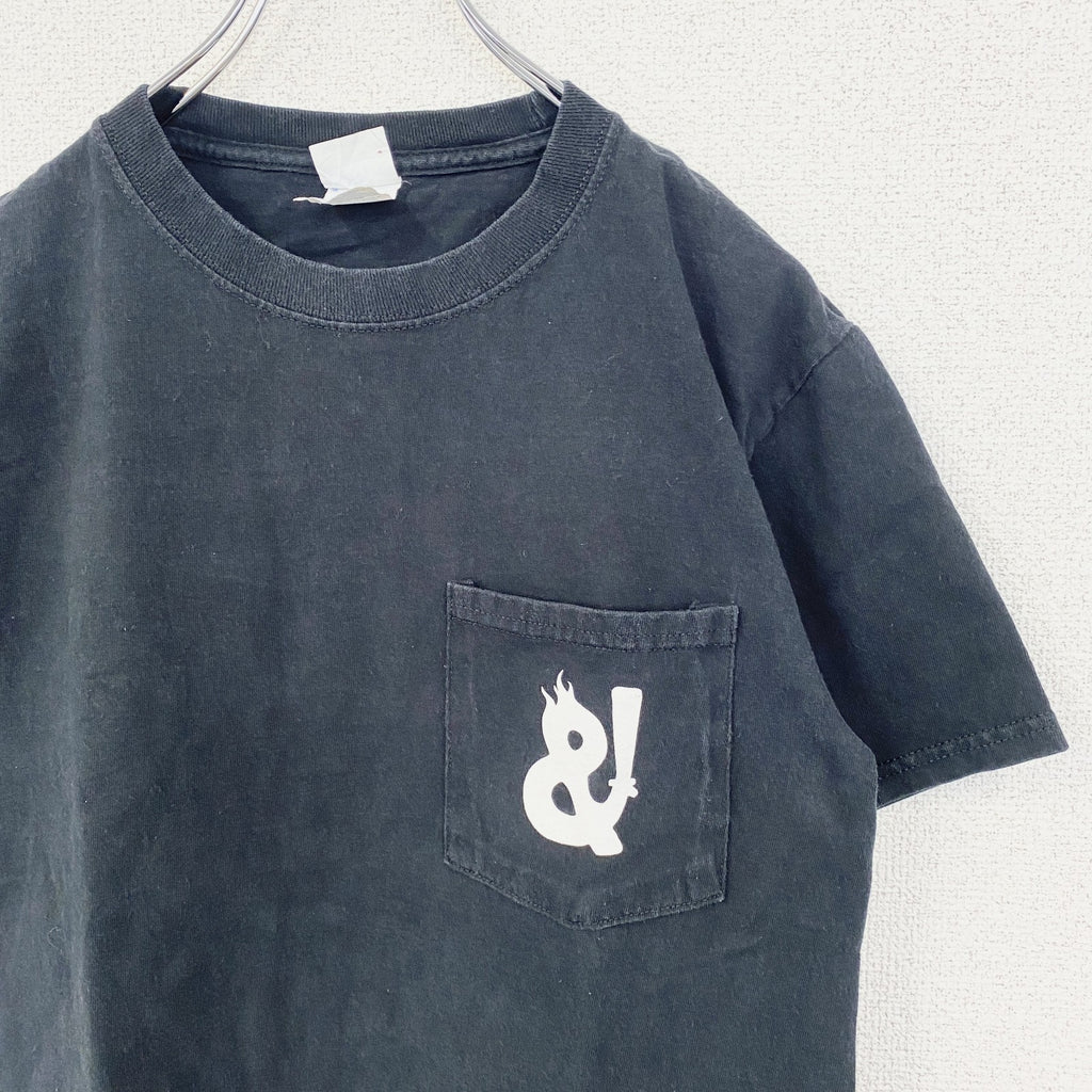 古着 used　PORT & COMPANY　ポートアンドカンパニー　半袖プリントTシャツ　ポケット　黒　ブラック　Sサイズ