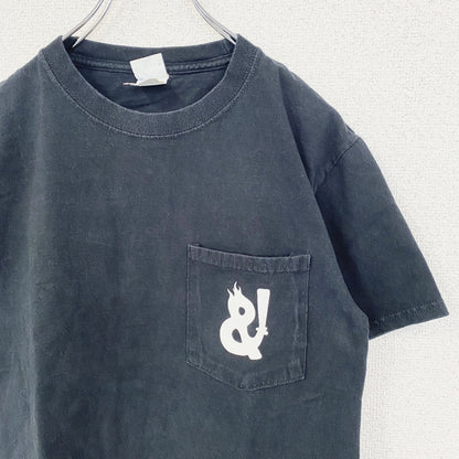 古着 used　PORT & COMPANY　ポートアンドカンパニー　半袖プリントTシャツ　ポケット　黒　ブラック　Sサイズ