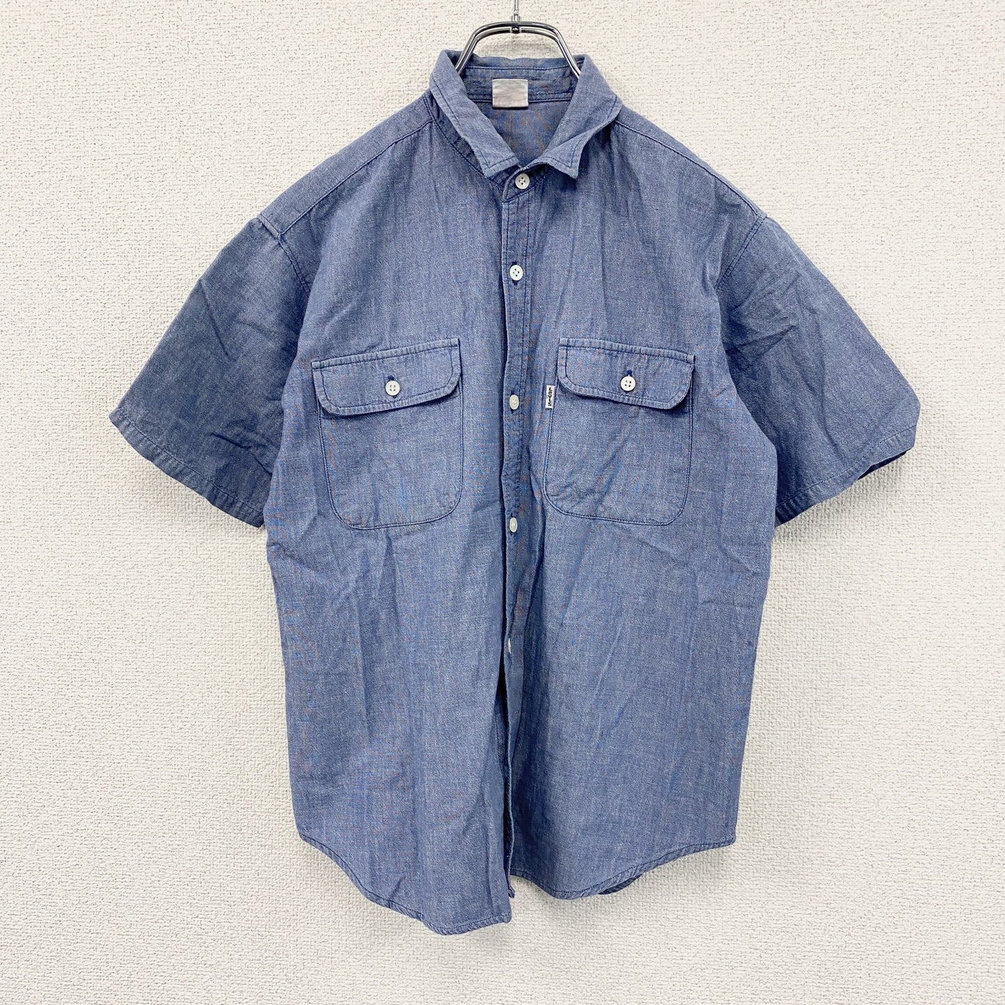 Levi's　リーバイス　半袖シャンブレーワークシャツ　無地　2つポケット　青　ブルー
