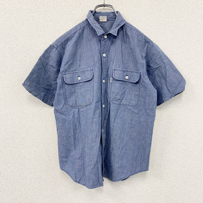Levi's　リーバイス　半袖シャンブレーワークシャツ　無地　2つポケット　青　ブルー