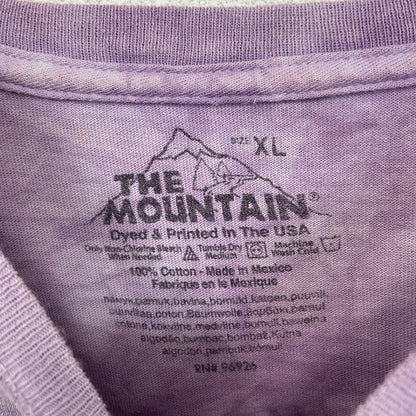古着 used　THE MOUNTAIN　半袖プリントTシャツ　蝶々　バタフライ　カジュアルデザイン　クルーネック　紫　XLサイズ