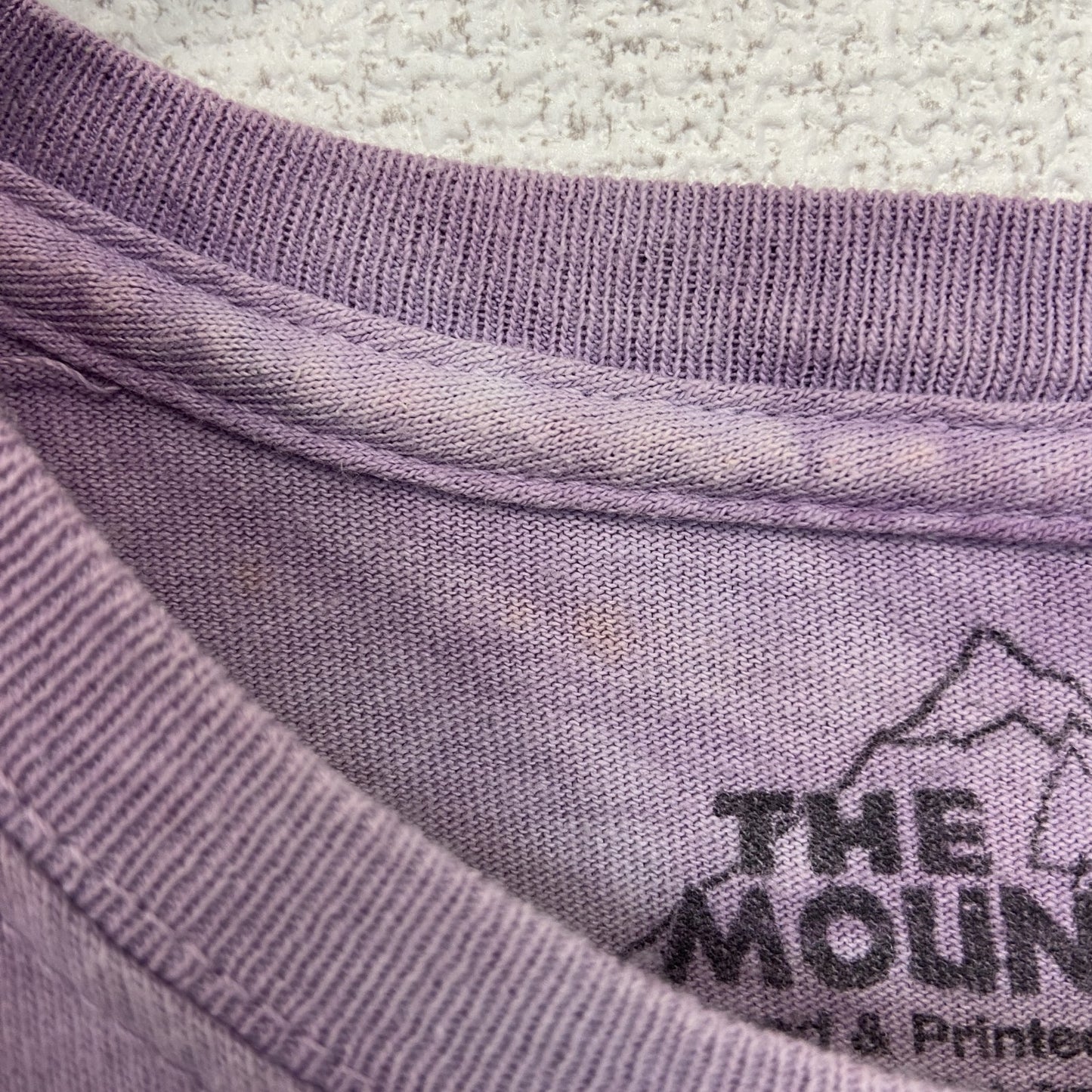 古着 used　THE MOUNTAIN　半袖プリントTシャツ　蝶々　バタフライ　カジュアルデザイン　クルーネック　紫　XLサイズ