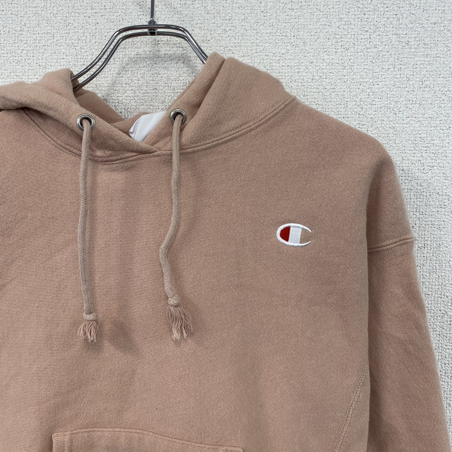 Champion　チャンピオン　リバースウィーブ　スウェットパーカー/フーディー　ヘビーウエイト　刺繍ロゴ　ピンク　Sサイズ