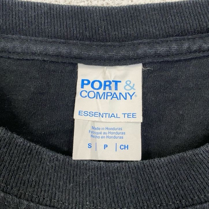 古着 used　PORT & COMPANY　ポートアンドカンパニー　半袖プリントTシャツ　ポケット　黒　ブラック　Sサイズ