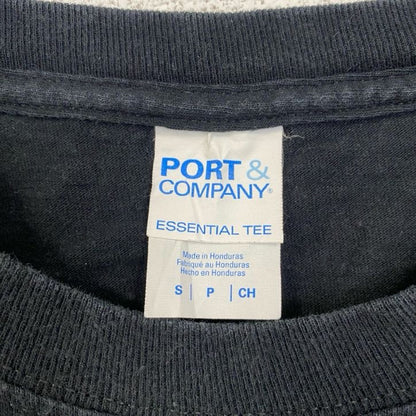 古着 used　PORT & COMPANY　ポートアンドカンパニー　半袖プリントTシャツ　ポケット　黒　ブラック　Sサイズ