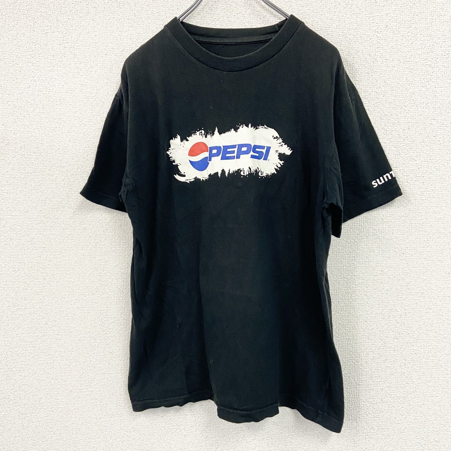 半袖企業プリントTシャツ　SUNTORY　PEPSI　ペプシコーラ　黒　ブラック