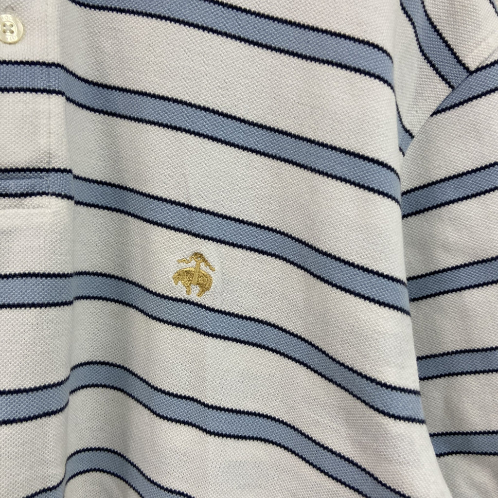 Brooks Brothers 346　半袖ポロシャツ　ボーダー　白　ホワイト　Lサイズ