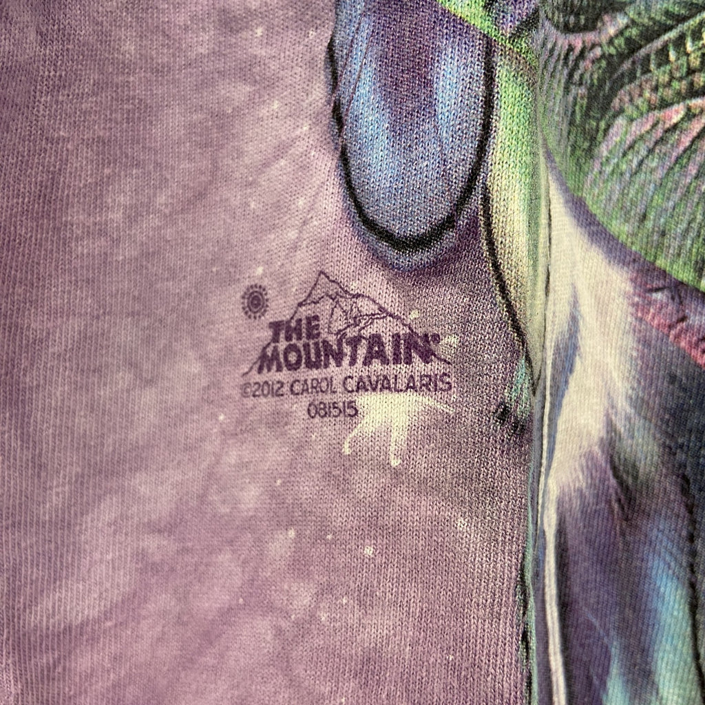 古着 used　THE MOUNTAIN　半袖プリントTシャツ　蝶々　バタフライ　カジュアルデザイン　クルーネック　紫　XLサイズ