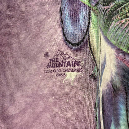 古着 used　THE MOUNTAIN　半袖プリントTシャツ　蝶々　バタフライ　カジュアルデザイン　クルーネック　紫　XLサイズ