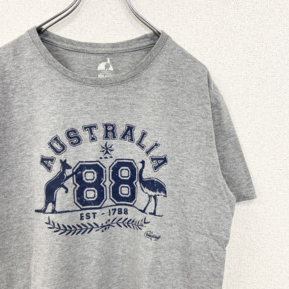 古着 used　HOXLEY AUSTRARIA　半袖プリントTシャツ　カンガルー　カジュアル　クルーネック　グレー　Mサイズ