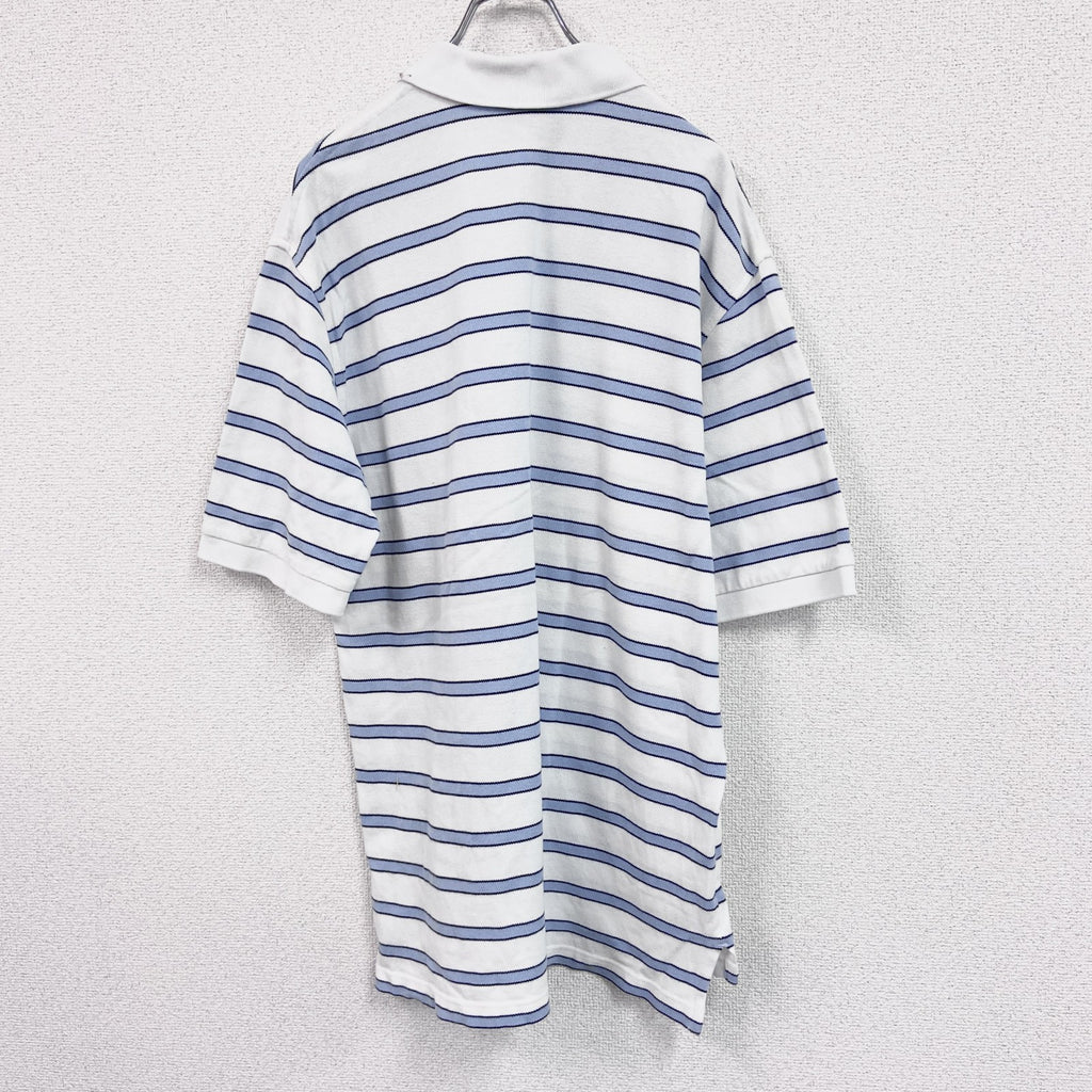 Brooks Brothers 346　半袖ポロシャツ　ボーダー　白　ホワイト　Lサイズ