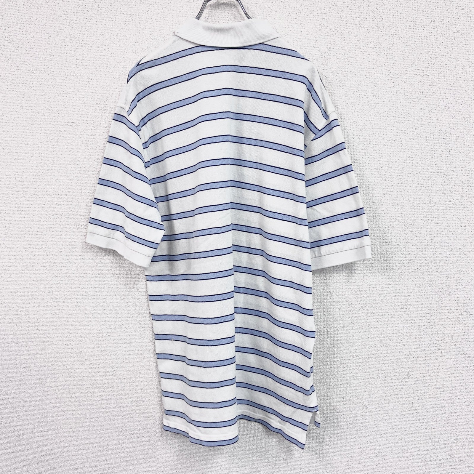 Brooks Brothers 346　半袖ポロシャツ　ボーダー　白　ホワイト　Lサイズ