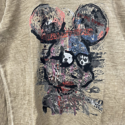 古着 used　FRIEDA & FREDDIES　NEW　YORK　長袖プリントTシャツ　キャラクター　ベージュ　XSサイズ
