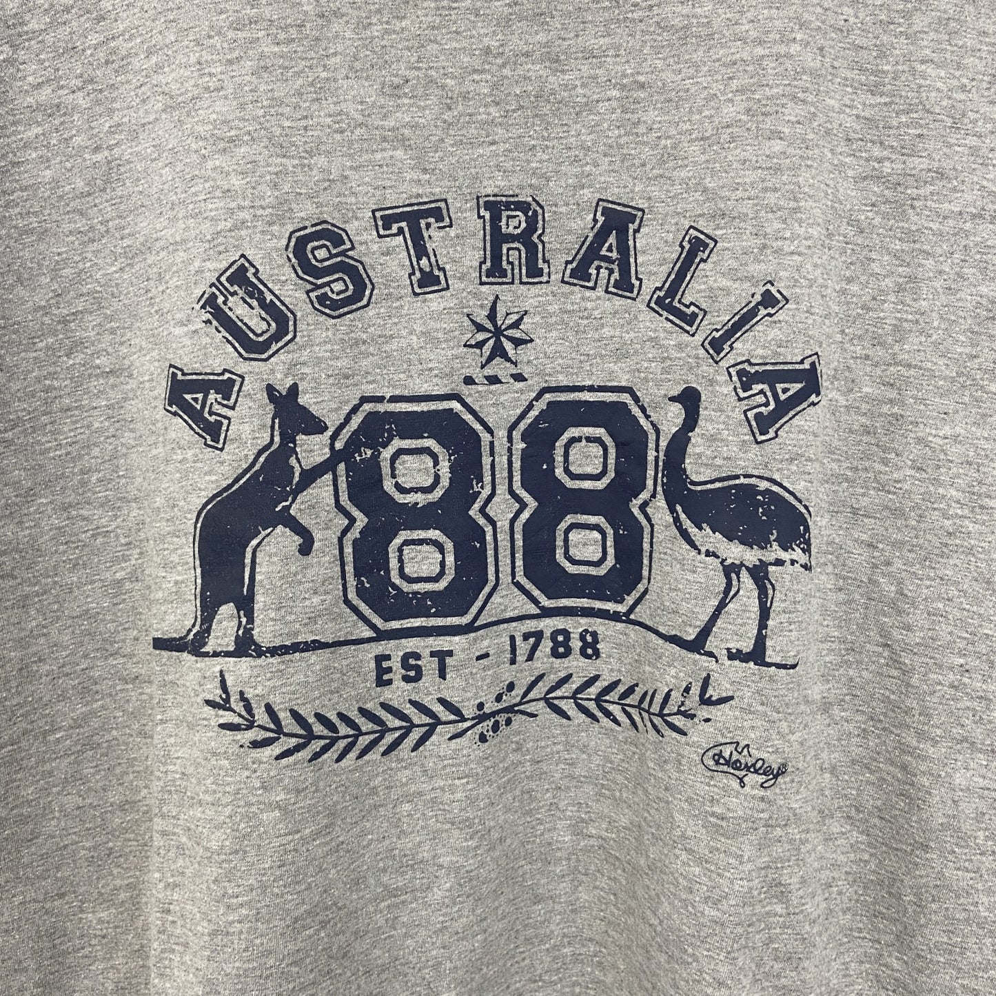 古着 used　HOXLEY AUSTRARIA　半袖プリントTシャツ　カンガルー　カジュアル　クルーネック　グレー　Mサイズ