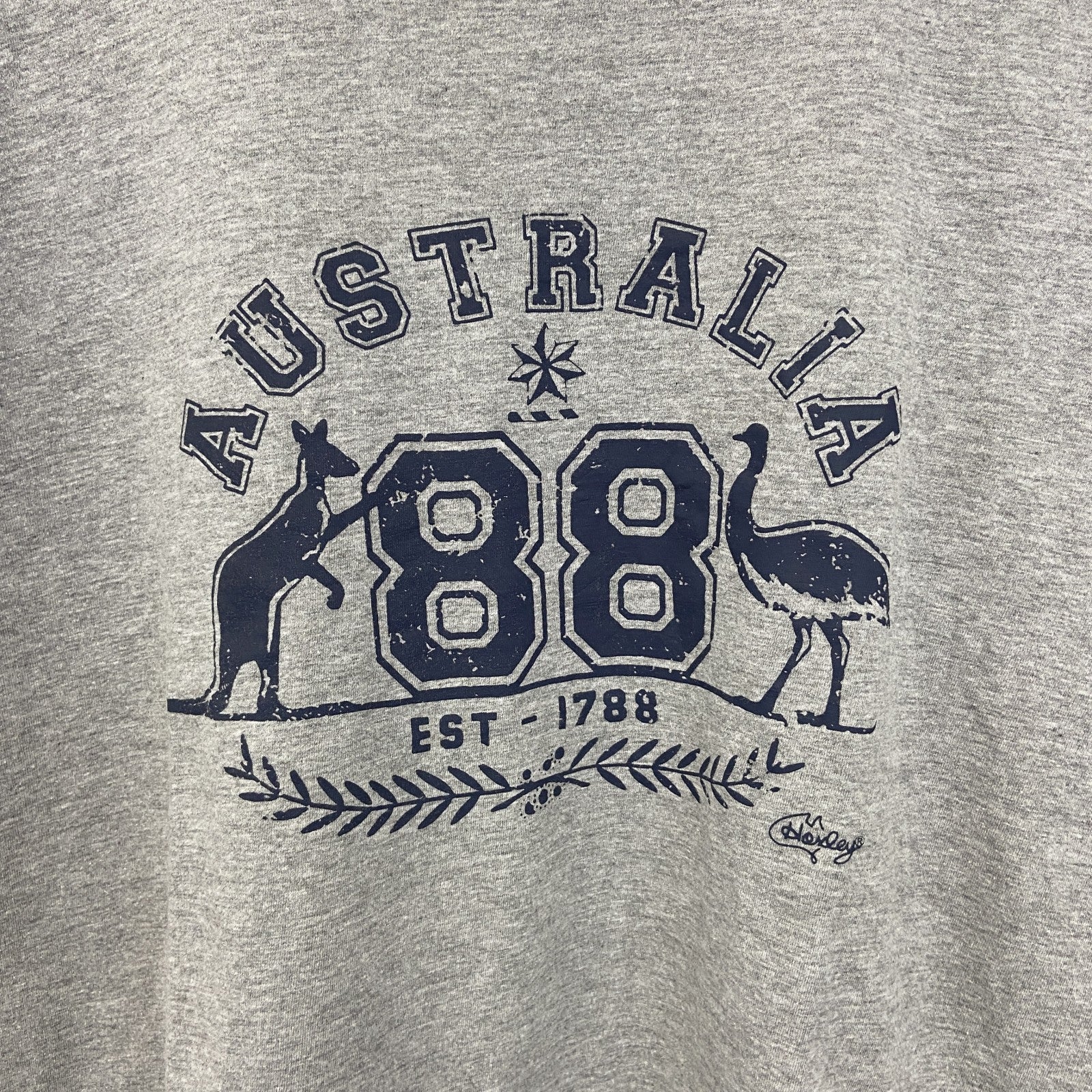 古着 used　HOXLEY AUSTRARIA　半袖プリントTシャツ　カンガルー　カジュアル　クルーネック　グレー　Mサイズ