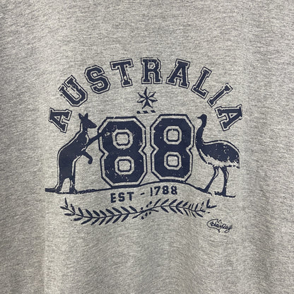 古着 used　HOXLEY AUSTRARIA　半袖プリントTシャツ　カンガルー　カジュアル　クルーネック　グレー　Mサイズ
