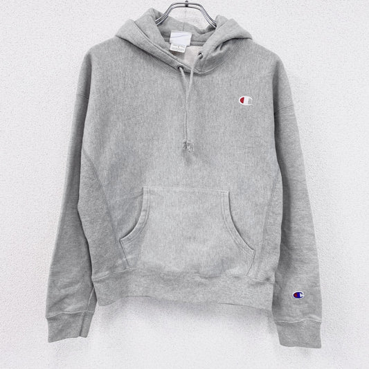 Champion　チャンピオン　リバースウィーブ　スウェットパーカー/フーディー　刺繡ロゴ　霜降りグレー　Mサイズ