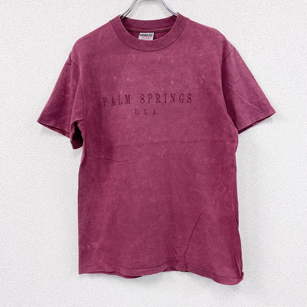90s　ONEITA　オニータ　半袖プリントTシャツ　ヴィンテージ　シングルステッチ　ボルドー　Mサイズ