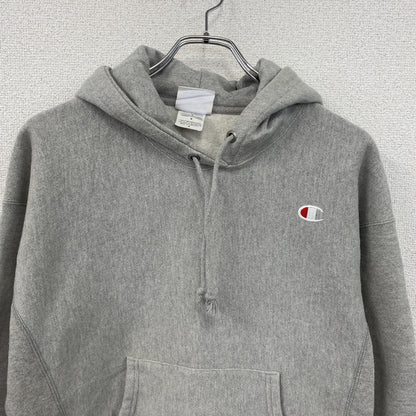 Champion　チャンピオン　リバースウィーブ　スウェットパーカー/フーディー　刺繡ロゴ　霜降りグレー　Mサイズ
