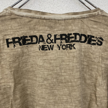 古着 used　FRIEDA & FREDDIES　NEW　YORK　長袖プリントTシャツ　キャラクター　ベージュ　XSサイズ