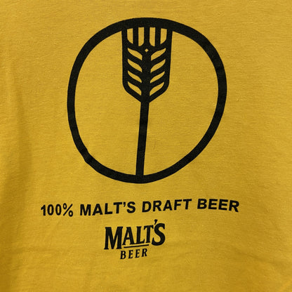 MALT'S BEER　モルツ　半袖プリントTシャツ　黄色　イエロー　Mサイズ