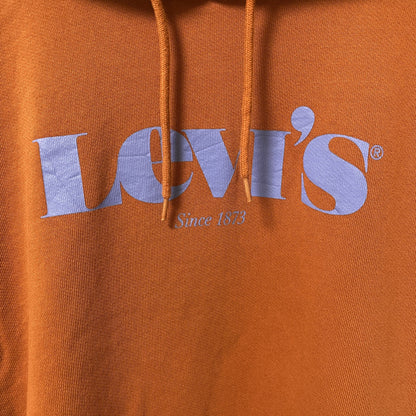 古着 used　Levi’s リーバイス　長袖ロゴプリントパーカー　スウェットフーディ　オレンジ　カジュアル　Lサイズ