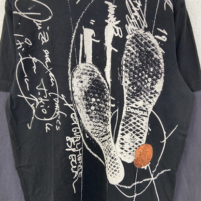 古着 used　Desigual　長袖プリントTシャツ　カジュアルデザイン　クルーネック　バイカラー　黒　ネイビー　Mサイズ