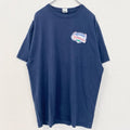 古着 used　Port&Company　ポートアンドカンパニー　半袖プリントTシャツ　野球　リーグ　ネイビー　XLサイズ