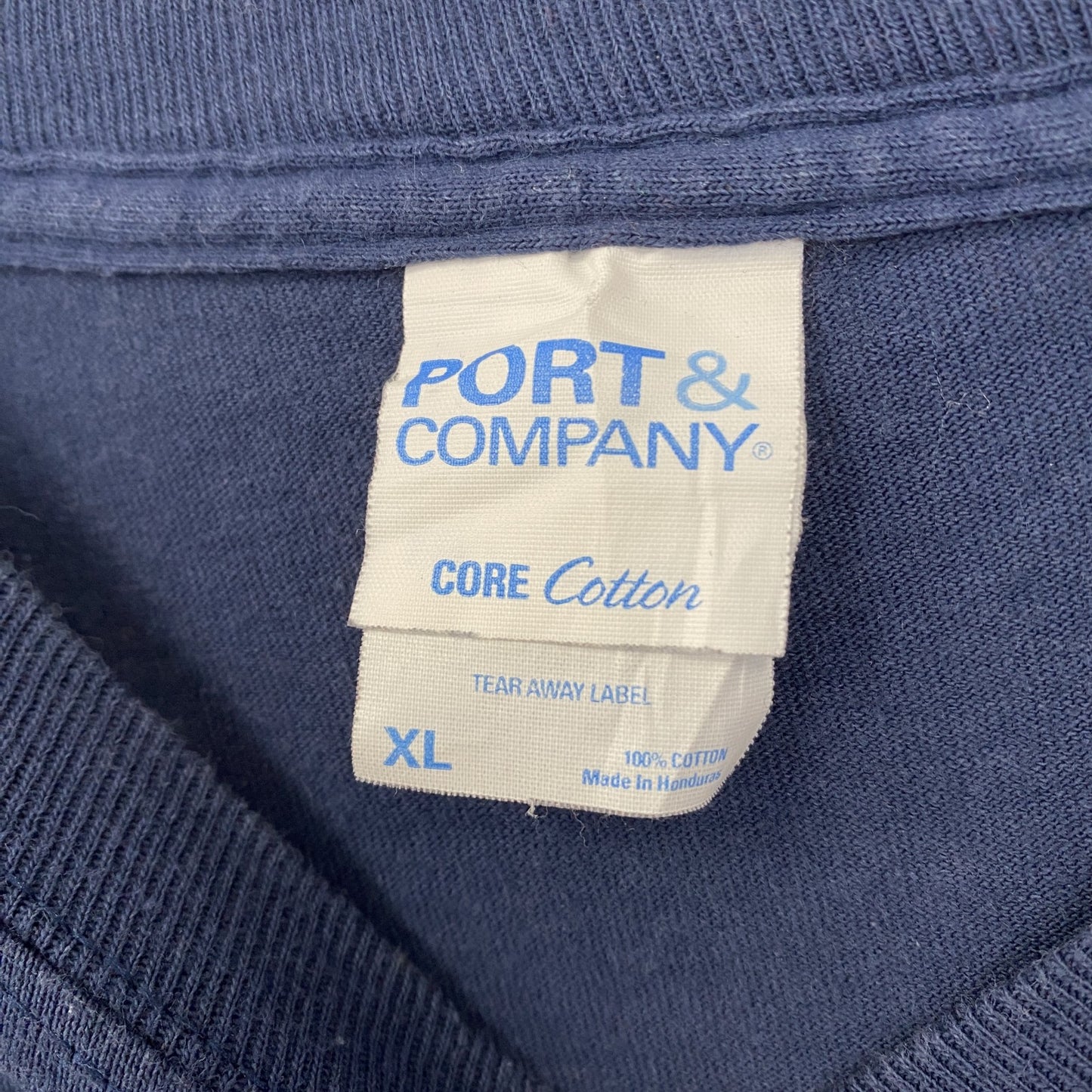古着 used　Port&Company　ポートアンドカンパニー　半袖プリントTシャツ　野球　リーグ　ネイビー　XLサイズ