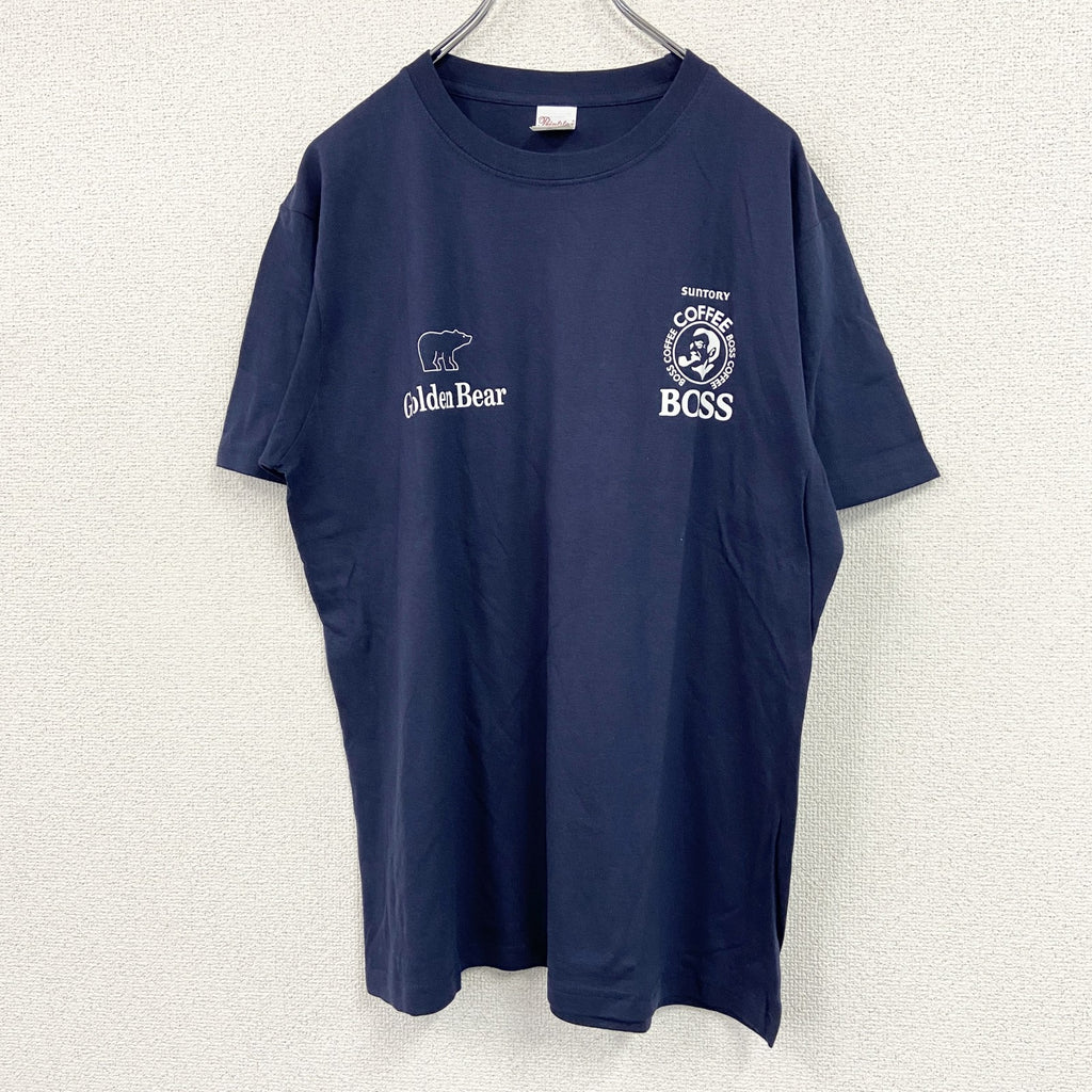 Print star　プリントスター　半袖企業プリントTシャツ　BOSS　コーヒー　紺　ネイビー　Lサイズ